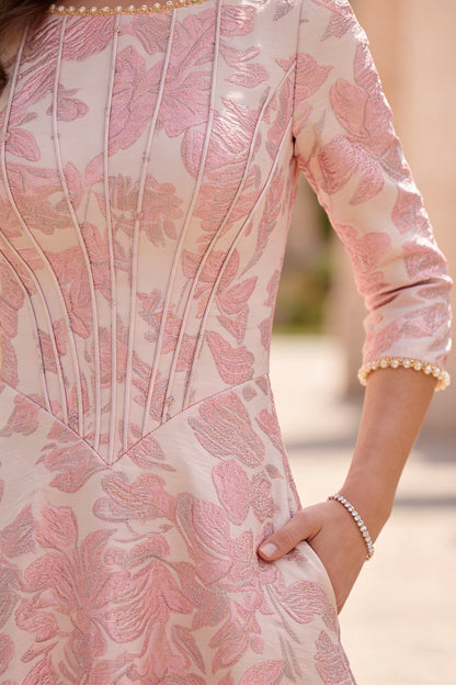 Scoop-Neck Ankle-Length Pearls Beaded A-Line Mother of the Bride Dress