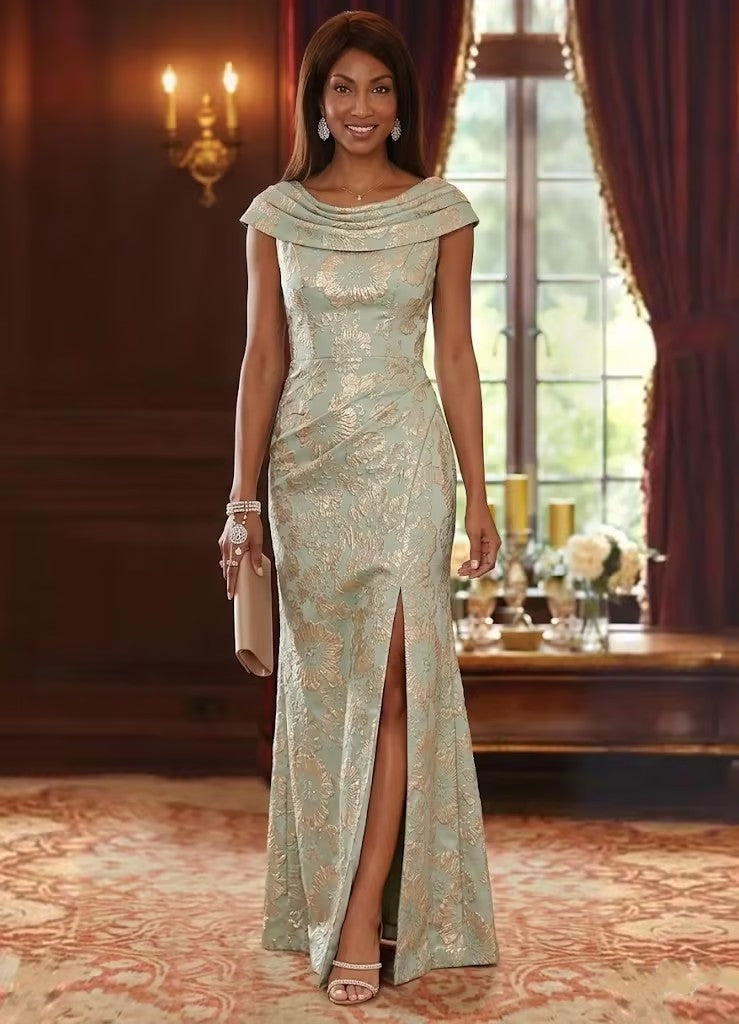 Sheath Cowl Neck Mother of the Bride Dress