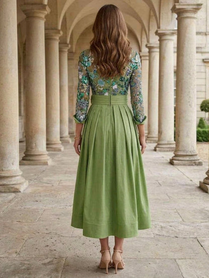 Lace Sequins Floral A-Line Mother of the Bride Dress