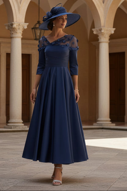 V-Neck Acetate Satin Mother of the Bride Dresses