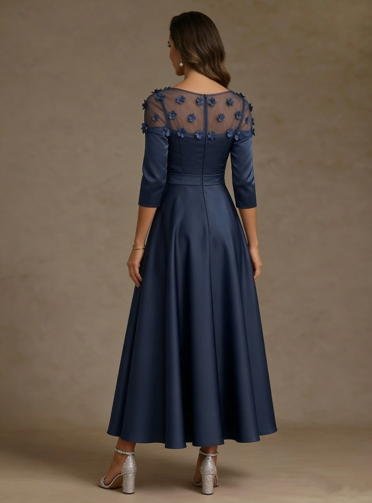 V-Neck Acetate Satin Mother of the Bride Dresses