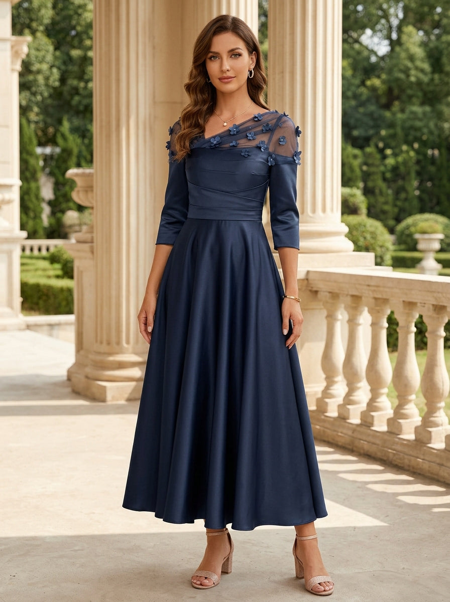 V-Neck Acetate Satin Mother of the Bride Dresses