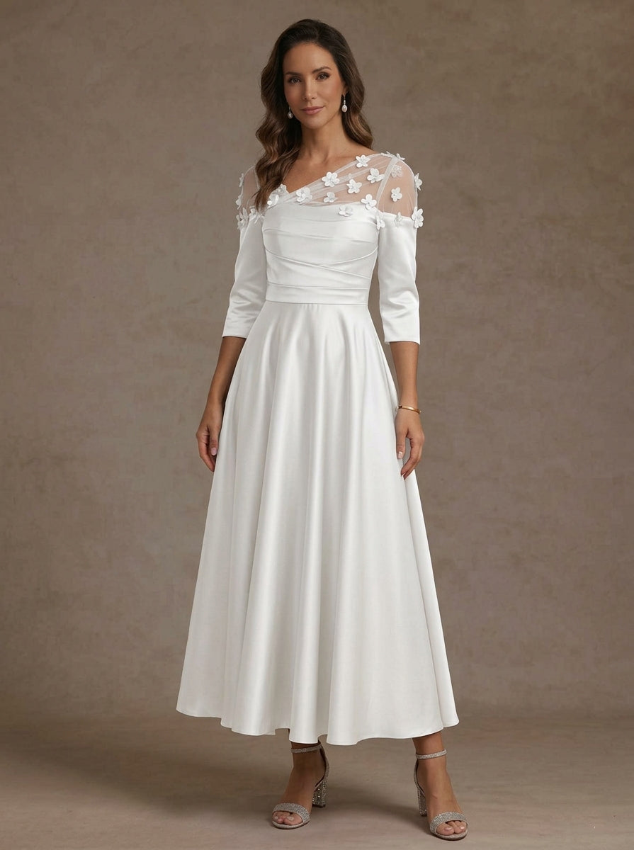 V-Neck Acetate Satin Mother of the Bride Dresses
