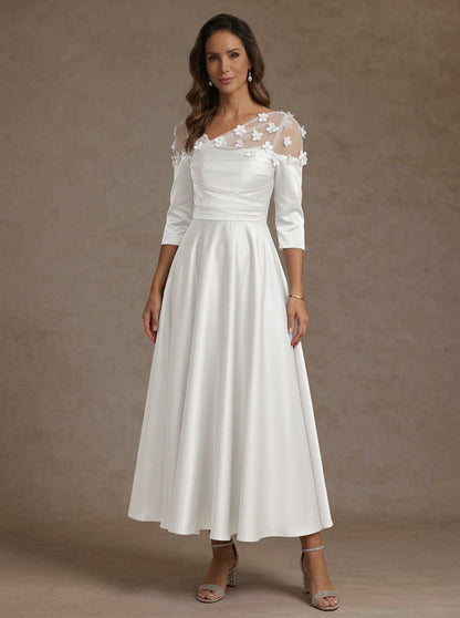 V-Neck Acetate Satin Mother of the Bride Dresses