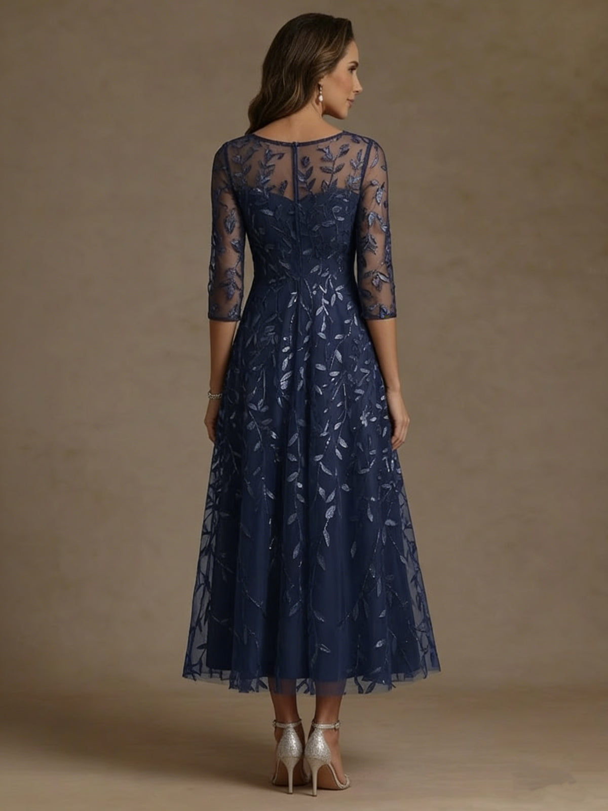 Scoop Lace Sequins Mother of the Bride Dresses