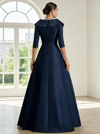 Column Shirt Collar Satin Mother of the Bride Dress
