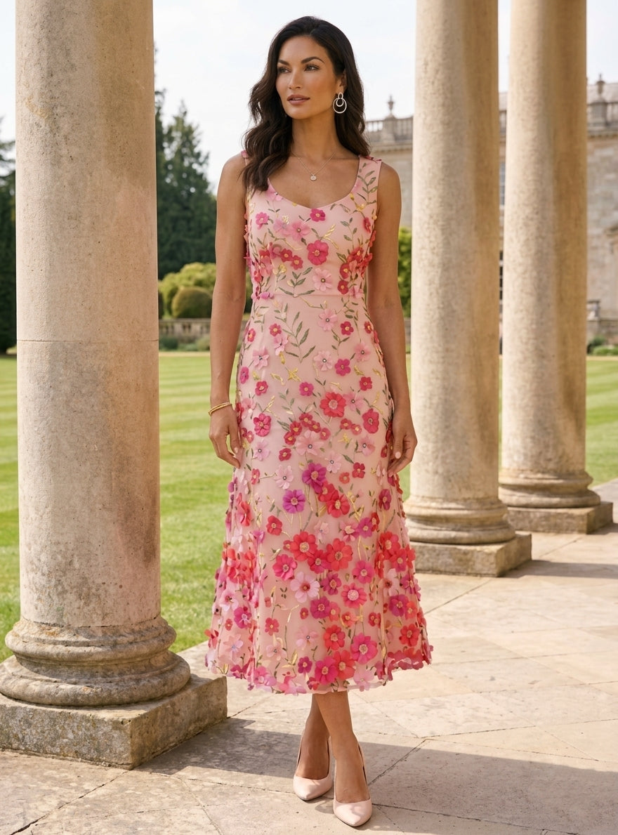 A-Line Scoop Stretch Satin Mother of the Bride Dress