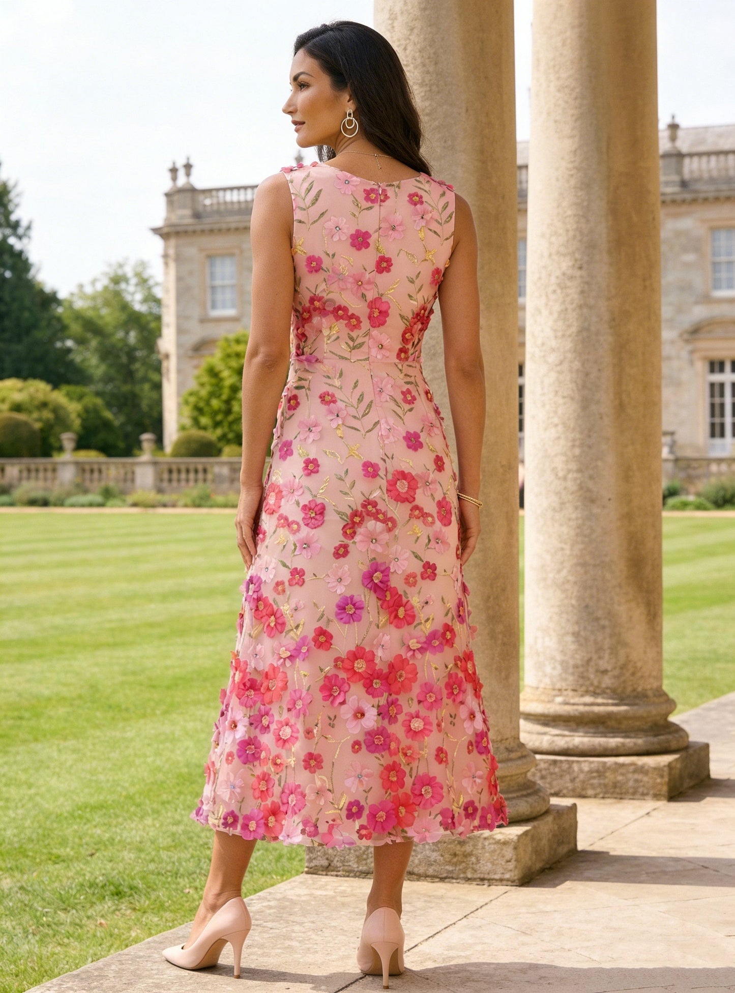 A-Line Scoop Stretch Satin Mother of the Bride Dress