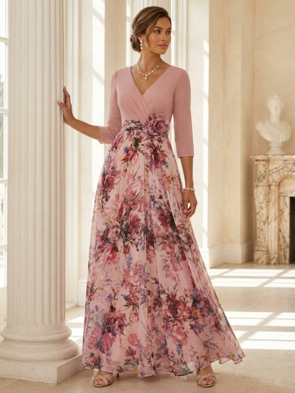 Princess V-Neck Elastic Chiffon Mother of the Bride Dress