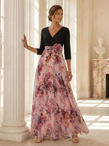 Princess V-Neck Elastic Chiffon Mother of the Bride Dress