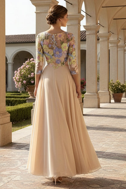 Column Scoop Chiffon Mother of the Bride Dress