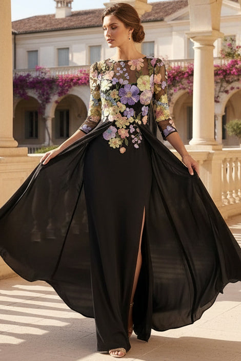 Column Scoop Chiffon Mother of the Bride Dress