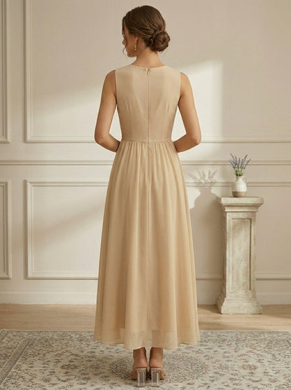 A-Line Scoop Chiffon Mother of the Bride Dress