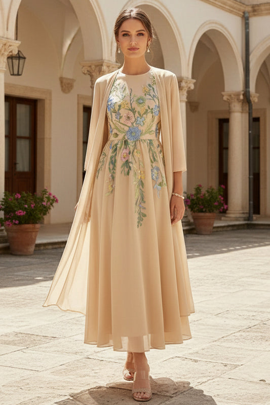 A-Line Scoop Chiffon Mother of the Bride Dress
