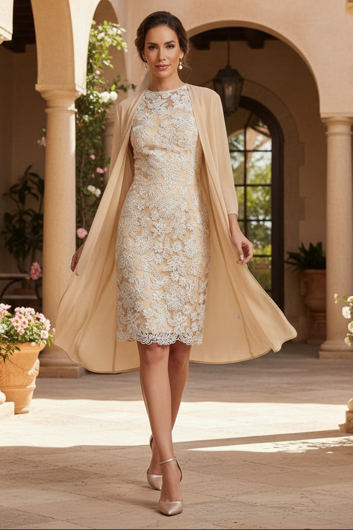 Sheath Scoop Chiffon Mother of the Bride Dress