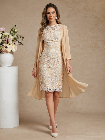 Sheath Scoop Chiffon Mother of the Bride Dress