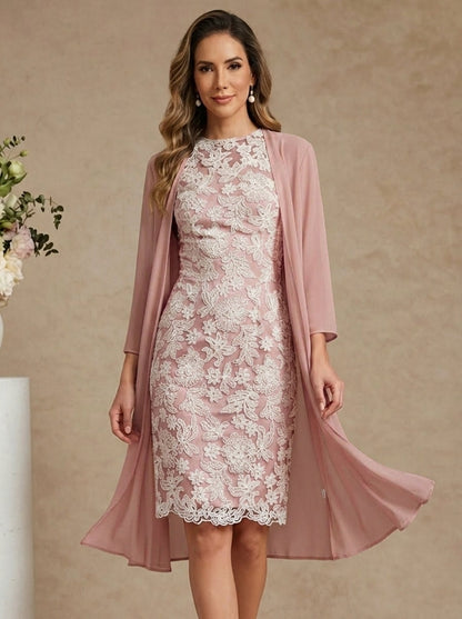 Sheath Scoop Chiffon Mother of the Bride Dress