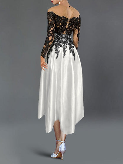 A-Line Illusion Neck Cocktail Dress