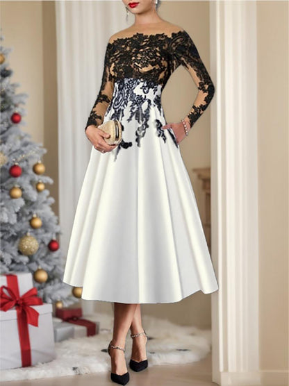 A-Line Illusion Neck Cocktail Dress