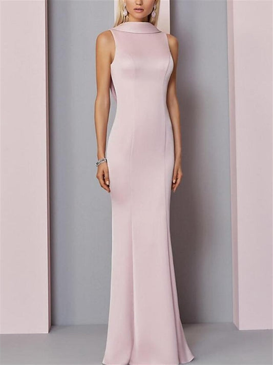 Sheath Sleeveless High Neck Floor-Length Evening Dress