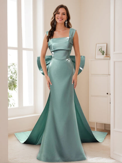 Sheath Square Neckline Floor-Length Prom Dress