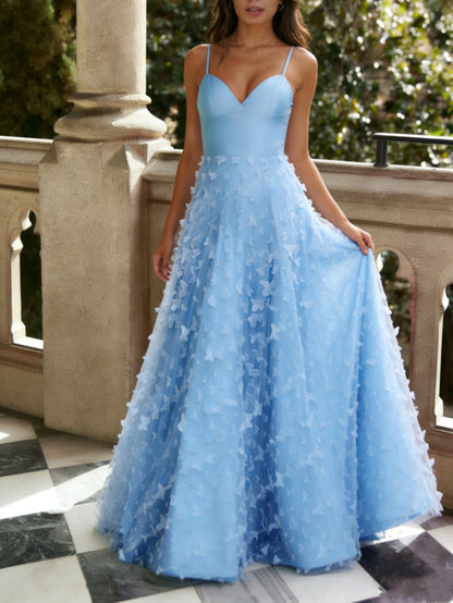 Princess Sweetheart Tulle Prom Dresses with Butterfly