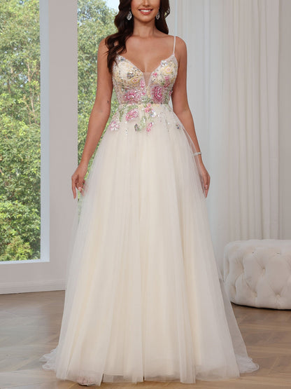Princess Spaghetti Straps Tulle Prom Dress