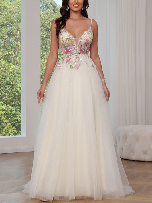 Princess Spaghetti Straps Tulle Prom Dress