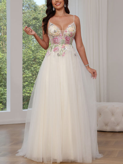 Princess Spaghetti Straps Tulle Prom Dress