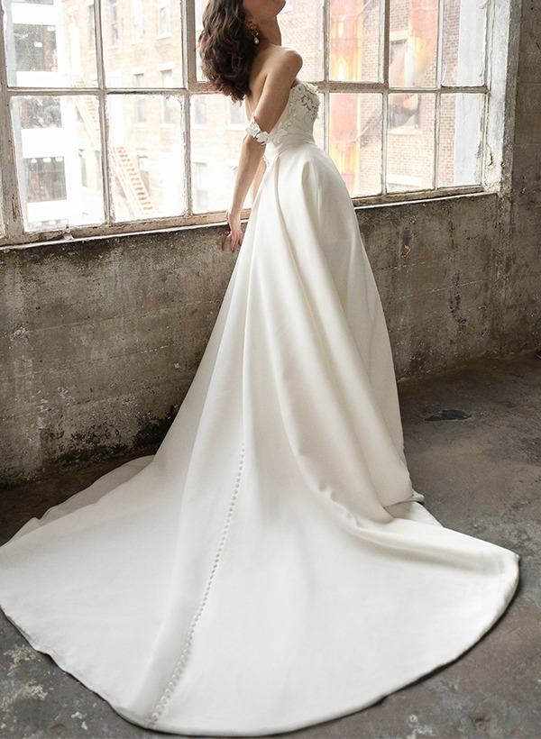 A-Line Off-The-Shoulder Pleated Wedding Dress