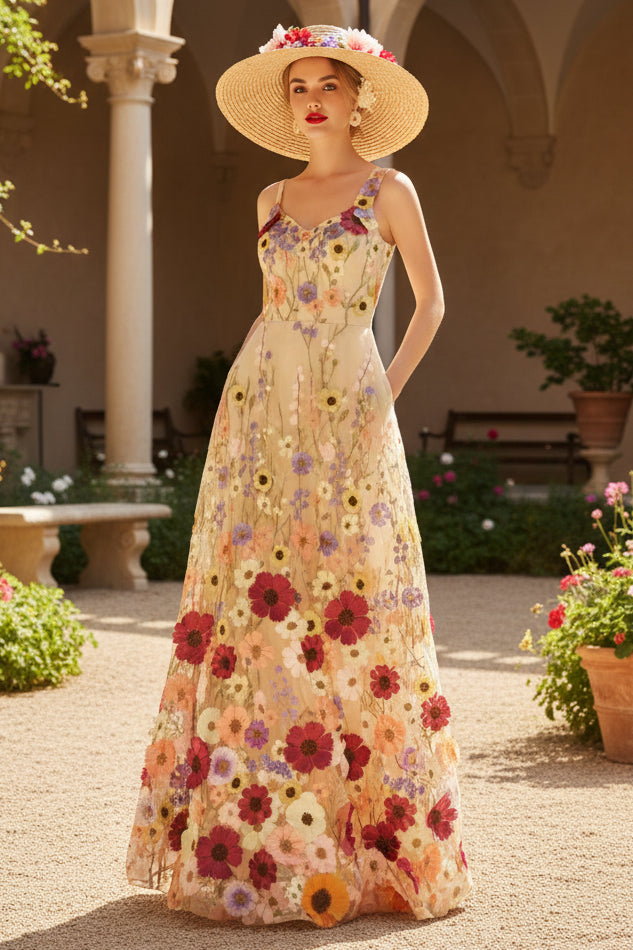 Princess Spaghetti Straps Sleeveless Floor-Length Stylish Evening Dress