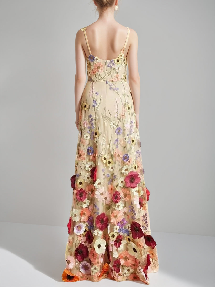 Princess Spaghetti Straps Sleeveless Floor-Length Stylish Evening Dress