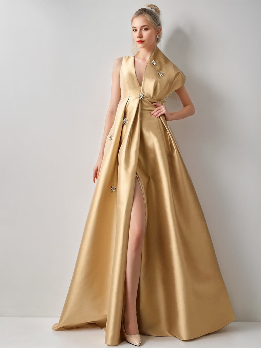 Princess V-Neck Sleeveless High-End Evening Dress