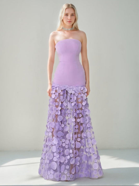 Princess Strapless Sleeveless Floor-Length Evening Dress