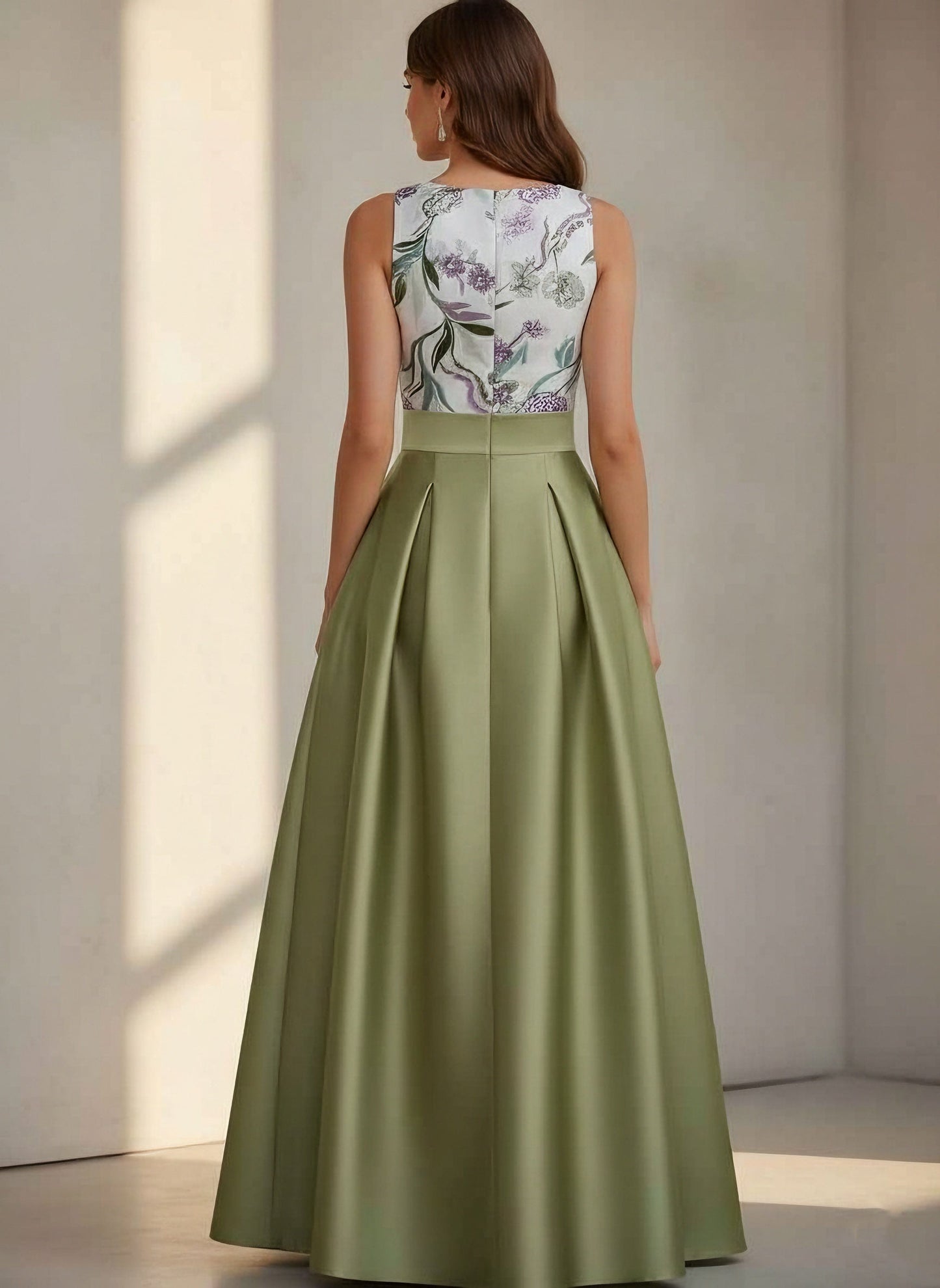 Sleeveless Floor-Length Floral Sequins Party Dresses