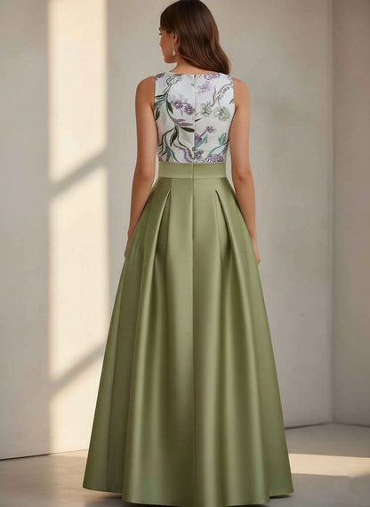 Sleeveless Floor-Length Floral Sequins Party Dresses