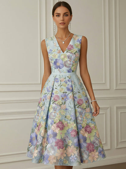 Princess V-Neck Lace Floral Cocktail Dresses