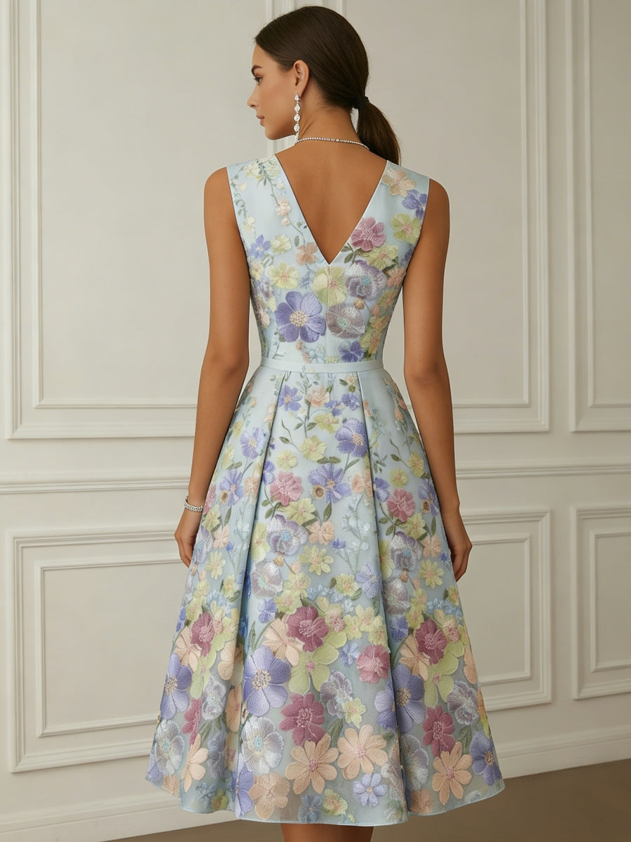Princess V-Neck Lace Floral Cocktail Dresses