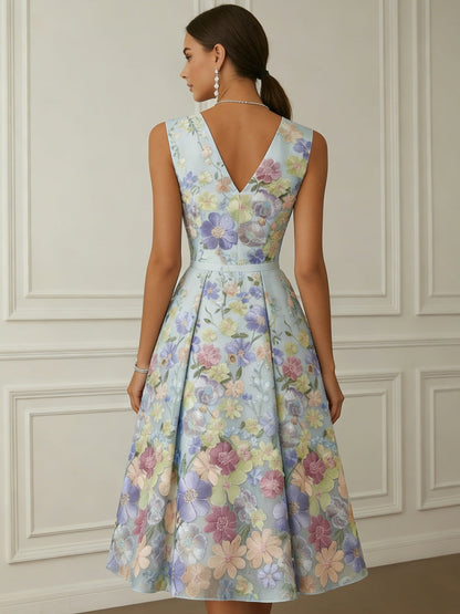 Princess V-Neck Lace Floral Cocktail Dresses