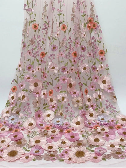 Asymmetrical Floor-Length Sleeveless Floral Lace Embroidery Dress