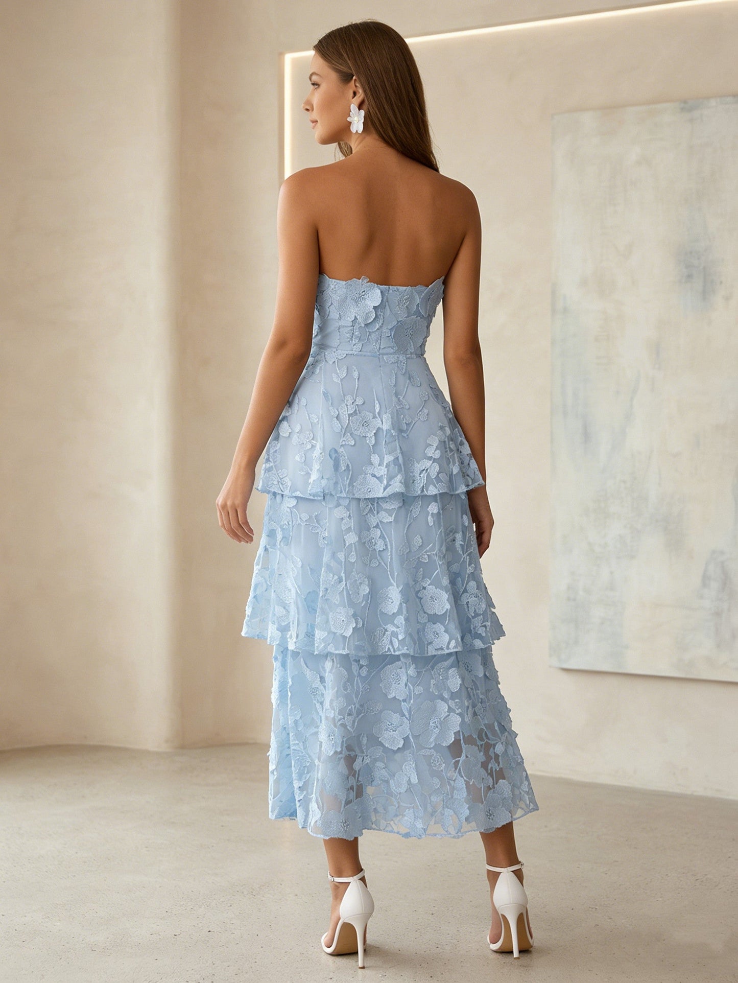 Princess Strapless Lace Cocktail Formal Dresses