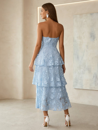 Princess Strapless Lace Cocktail Formal Dresses
