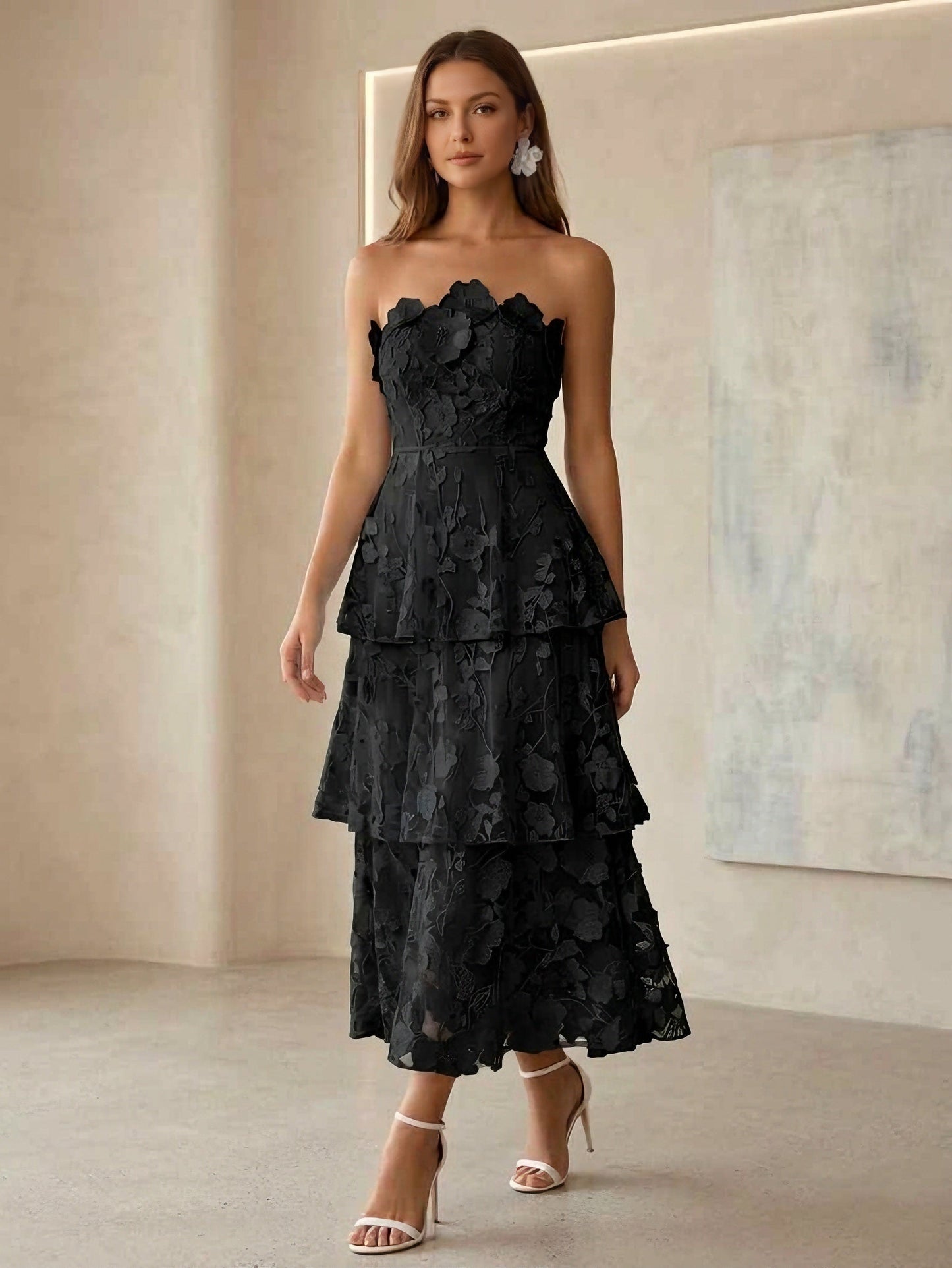 Princess Strapless Lace Cocktail Formal Dresses