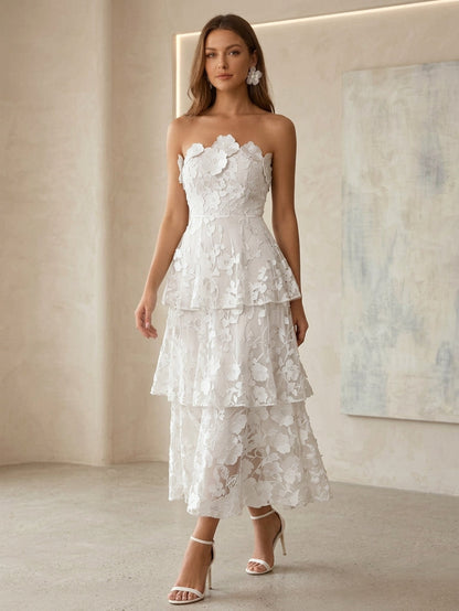 Princess Strapless Lace Cocktail Formal Dresses