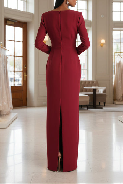 Luxury Floor Length Long Sleeves Formal Gown Elegant Evening Dress