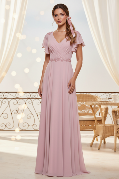 Column Neckline Floor-length Mother of the Bride Dress