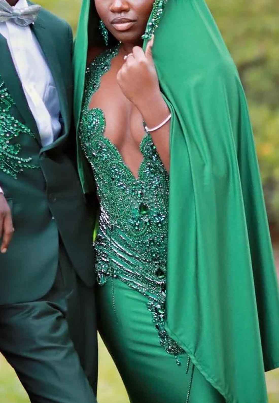 Mermaid Beaded Pleated Prom Dress for Black Girls