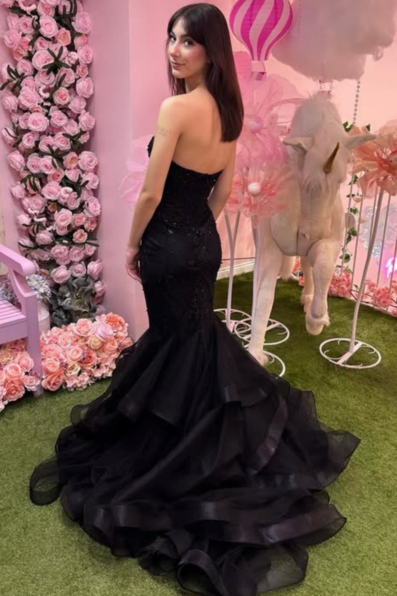 Sweetheart Fully Sequined Applique Mermaid Prom Dress