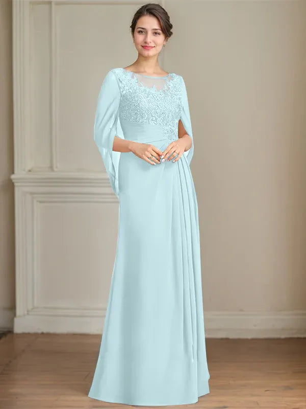 A-Line Scoop Floor-Length Mother of the Bride Dress