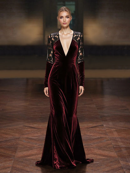 Sheath Evening Dresses Velvet Formal Dress